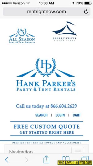 Hank Parker's Party and Tent Rental Scam